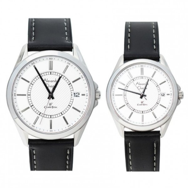 Alexandre Christie AC 8649 Silver White Leather Couple